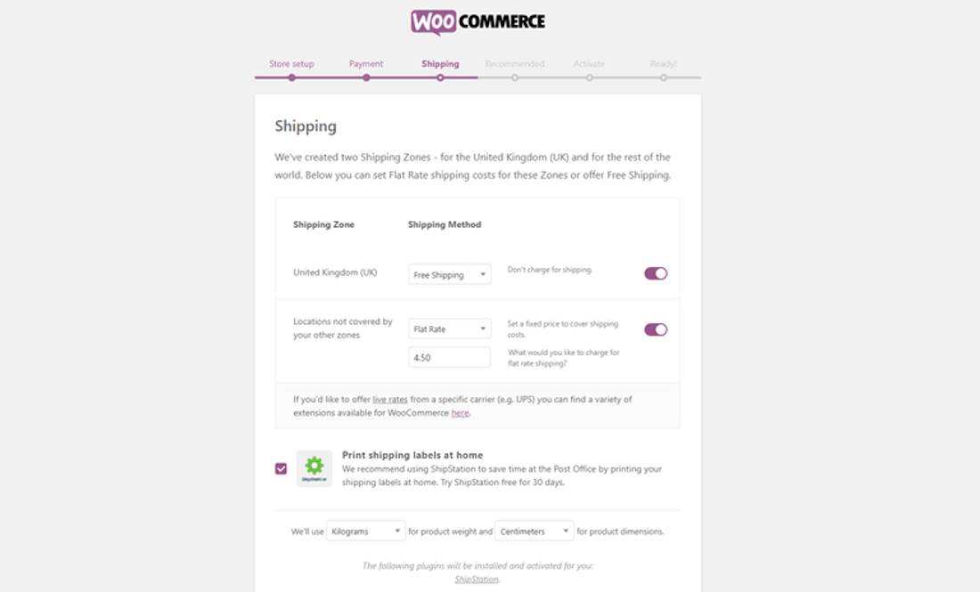 Configuració de woocommerce detalls d'enviament de la botiga en línia