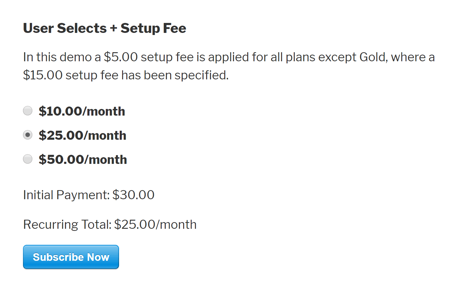 Форма подписки WP Simple Pay